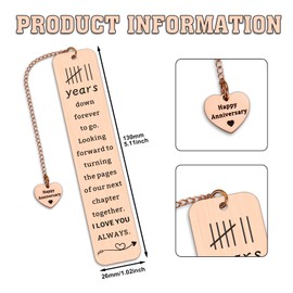 Copper Gifts for 7 Year Anniversary, 7 Years Copper Anniversarys Gifts for Him Her, Copper Bookmark Gift, 7th Anniversary Wedding Gifts for Couple Husband Wife, 7th Anniversary Bookmark for Women Men