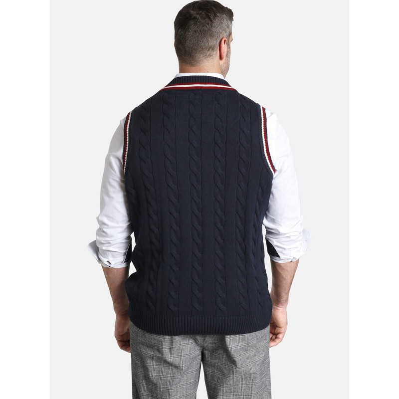 Charles Colby Men's Earl Constantine Knitted Casual Top Sleeveless, darkblue