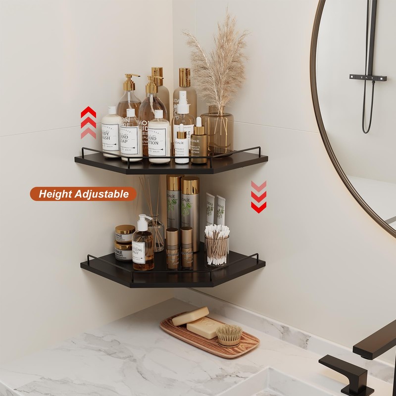 Corner Shelf Wall Mounted, 12 Inches 2-Tier Floating Corner Shelf,