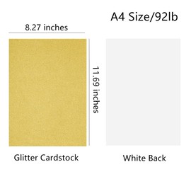 Hysiwen 20 Sheets Gold Glitter Cardstock, 250gsm/92lb A4 Sparkly Paper for Making Cards, Invitations, Paper Crafts, Party Decoration
