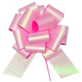 6 PcsGlitter Pearlescent Pull Bows for Gift Wrapping,6 Inch Shiny Gift Bows,Decorative Ribbon Bows for Flower Bouquets, Baskets, Birthday Presents, Anniversary & Wedding Decorations (Pink)
