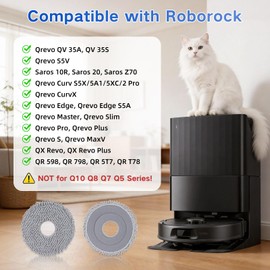 Pack of 8 Wipes for Roborock Q Revo/Qrevo S/Qrevo Pro/Qrevo Master/Qrevo Edge/Qrevo Curv/Qrevo Slim/S5V/QV 35A 35S/QR 598 798/Saros 10R/Z70 Robot Vacuum Cleaner, Reusable and Washable Replacement Cloth