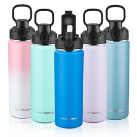 Insulated water bottle with Lid,24oz Stainless Steel Water Bottle for Boys,Girls,Double Wall Vacuum Wide Mouth Thermal Water Bottle for School,Travel,BPA-free and Leak-proof（24oz,Black）