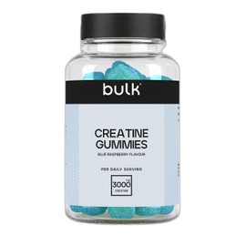 Bulk Creatine Gummies | 60 Blue Raspberry Flavour Gummies | 3000mg Creatine Monohydrate per Serving | Convenient & Easy to Take Daily | Vegan Pre & Post Workout Supplement