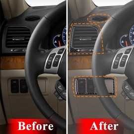 AeroBon TSX Real Carbon Fiber Interior Trim Overlay Compatible with 2004-2008 Acura TSX, 2-Piece Steering Wheel Button Cover Set