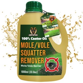 PetraMax Castor Oil Mole Repellent for Lawns - Best Anti Mole and Vole Repellent of Outdoor Space - How to Get Rid of Moles in My Yard, Garden Or Lawn, Safe and Effective Vole Deterrent (33.8 fl oz)