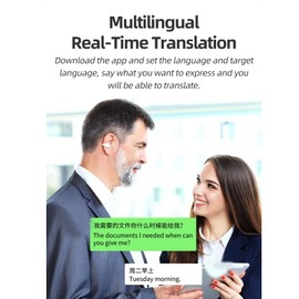 Fockety X9 Language Translator Earbuds, 144 Languages Clip On Instant Voice Language Translator Device Bidirection Simultaneous Translation, APP Offline Translation Online Translation