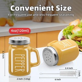 4 oz Glass Spice Bottle Salt Shakers Household Spice Bottles Salt and Pepper Shakers Kitchen Seasoning Jar Multipurpose Condiment Jar Seasoning Shaker Salt Container Pepper Jar 2pcs (Yellow)