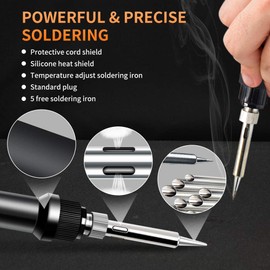 TOAUTO Soldering Station,80W Digital Solder Iron Station Kit with 176°F-896°F Temperature, C/F Func, Auto Standby & Sleep, Temperature Lock,5 Extra Solder Tips, Solder Bracket, Solder Sucker (Orange)