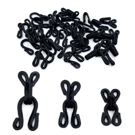 60 Sets Sewing Hooks and Eyes Closure, 3 Sizes Black Fabric Covered Sewing Hooks Eye and Hook Latch for Clothing Bra Furry Jackets Coats Skirt Blouse