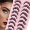 Poiuyoiu False Eyelashes 10 Pairs Russian Tape Eyelashes Natural Looking