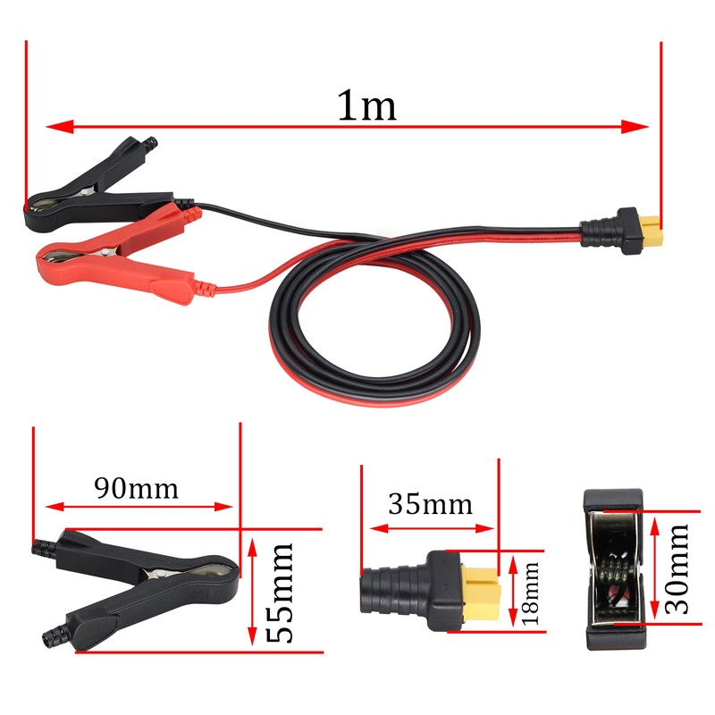 HCFeng 14AWG XT60 to Battery Alligator Clip Cable XT60 Conncter