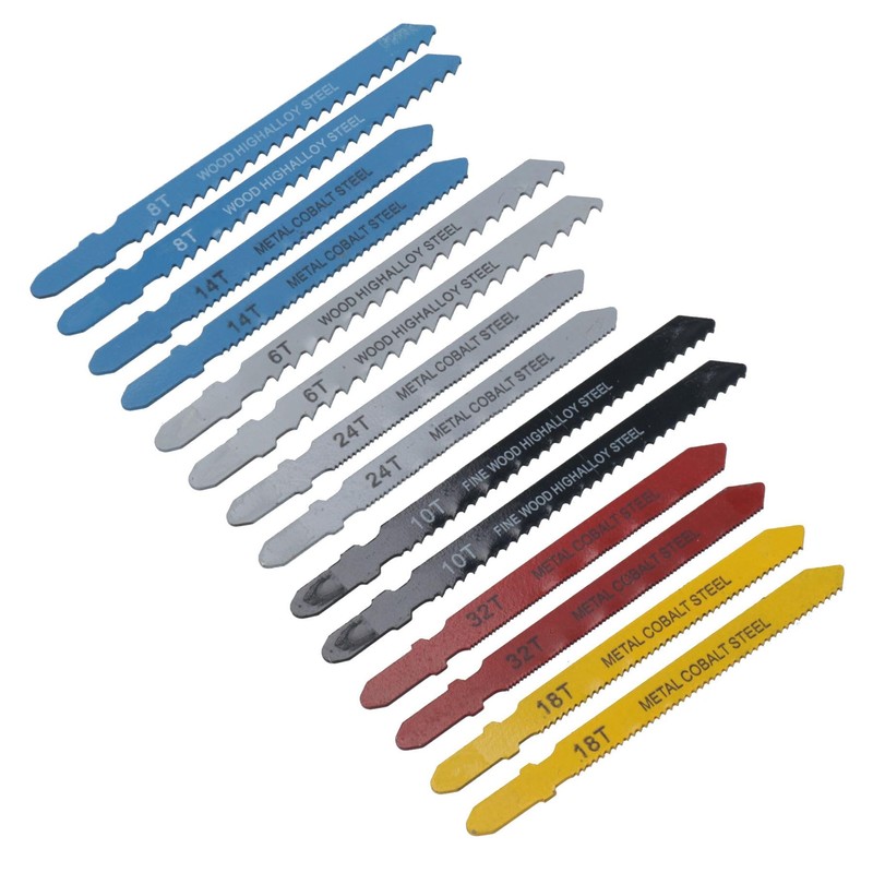 14pc Assorted Jigsaw Blades Set for Metal Wood Plastic T