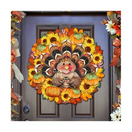 Designocracy Turkey Holiday Door Wreath by J. Mills Price - 8185305-3H-MP