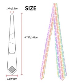 Womgela White Unicorn Men's Tie Stars Horses Rainbow Stripes Necktie Formal Business Suit for Men Wedding Groom Groomsmen Boyfriend