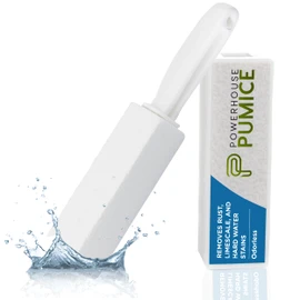Powerstone Pumice Stone Toilet Bowl Cleaner with Handle (1-pack) - A Solution for Hard Water Stains on Toilets, Grills, Tiles, Grout & Pools