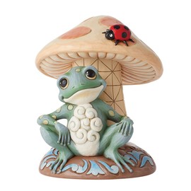 Enesco Jim Shore Heartwood Creek Frog Leaning on Mushroom Figurine -Stone Resin Hand Painted Crafted Collectible Decorative Gnomes Figurines Home Decor Statue, 7.2 Inch