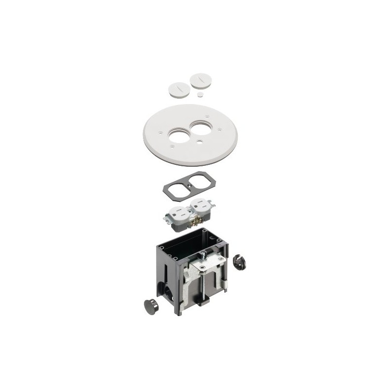 Arlington FLBAR101W-1 Adjustable Round Floor Box Kit with Outlet and