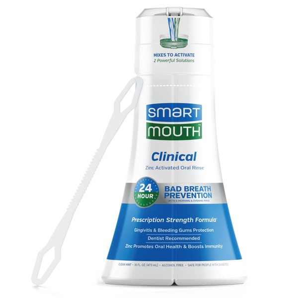 SmartMouth Clinical DDS Activated Mouthwash & Tongue Cleaner, Bad Breath, Gum Support, Mint