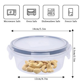 6 Pack 700ml Round Airtight Food Containers with Lids, Plastic Reusable Snack Pots with Clip Lock, Leak-proof Small Storage Container Set Stackable forfor Yogurt, Fruit, Meal Prep & Ourdoor (700ML*6)