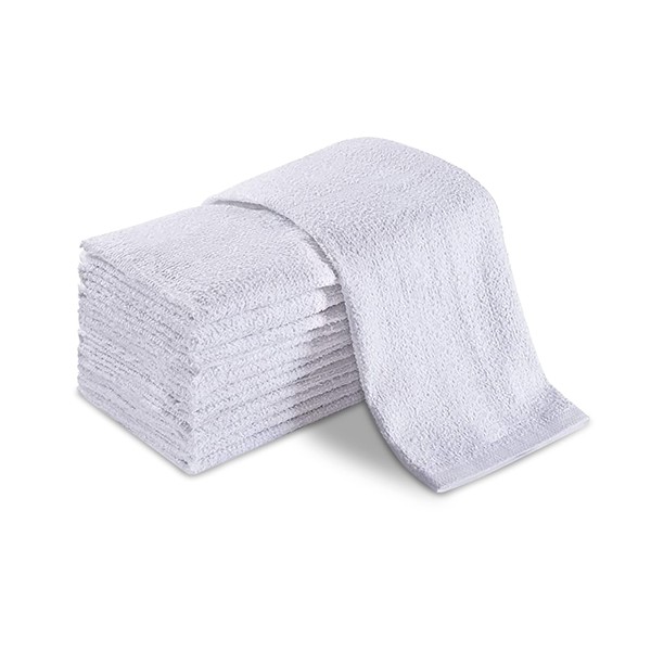 Groko Textiles Universal Cleaning Towels, White Bulk 24 Pack, 16” X 19” 100% Cotton Fully Bordered Commercial Grade Terry Weave Cloth Bar Mops for Everyday Restaurant or Home Use