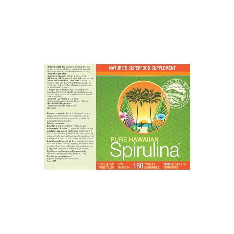 NUTREX HAWAII Pure Hawaiian Spirulina - 1000 mg Tablets 180