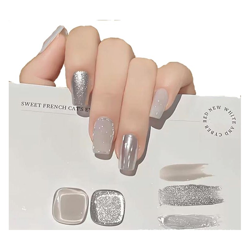 Nail Tips, 24 Pieces, 3D Handmade Nail Tips, Long, Square,