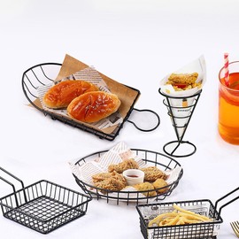 iplusmile 6Pcs French Fries Holder, Ice Cream Stand Basket, Metal Wire Cone Snack Chicken Display Rack For Kitchen Restaurant Party Supplies