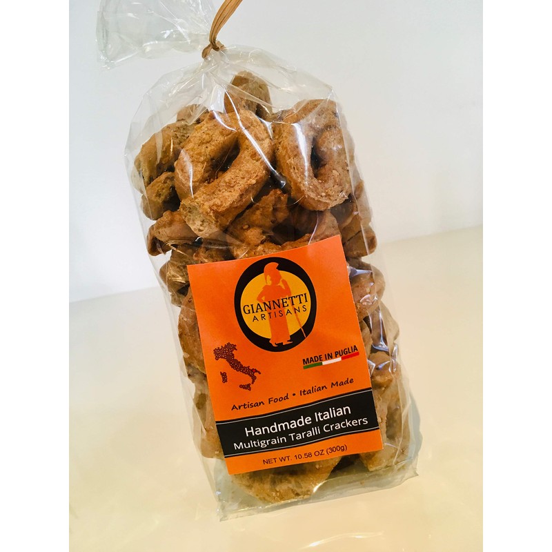 Giannetti Artisans Handmade Multigrain Taralli Crackers - Imported from Apulia,