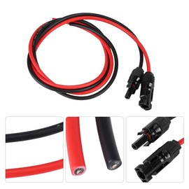 Conectores Par de Rojo, 2pcs Cables de PV de Panel Solar Sistemas de Energía Solar Masculinos y Femeninos Conector Solar Rojo y Negro 3.5Ft