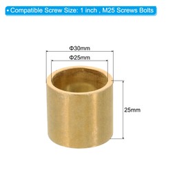 PATIKIL M25 Brass Spacers, 1 Pcs Metal Spacer Brass 25mm ID x 30mm OD x 25mm L Brass Spacers Screw Standoff for 1 Inch or M25 Screw