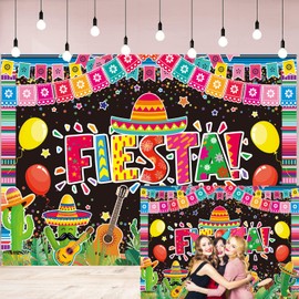 Mexican Fiesta Backdrop Cinco De Mayo Theme Party Mexican Festival Birthday Banner Photography Background Kids Adults Summer Pool Birthday Baby Shower Wedding Party Decoration (8x6FT)