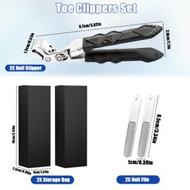 2PCS Toe Clippers Set for Seniors,Nail Clippers for Seniors with Arthritis,Ergonomic Toenail Clippers,Angled Head Nail Clippers with Wide Opening and Nail Files for Men, Women