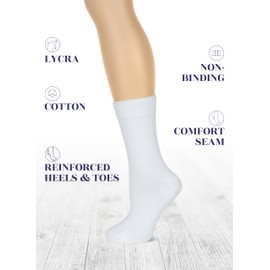 Hugh Ugoli Women's Cotton Crew Socks | Plain Color, Regular Fit, Soft Casual Socks for Trouser, 4 Pairs, Black, Shoe Size: 6-9