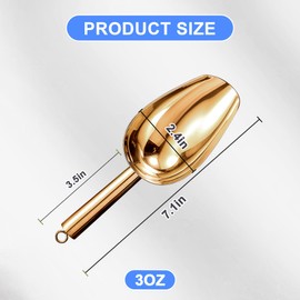 Metal Ice Scoop 3 Oz, Small Stainless Steel Ice scooper for Ice Maker Ice Bucket Kitchen Freezer Bar Party Wedding, Multipurpose for Popcorn Scoop,Flour Scoop,Dog Food Scoop (3 OZ, Rose Gold)