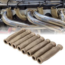 Spark Plug Wire Heat Shield 8 PCS Spark Plug Wire Boots Protection Insulator 2500 Degree Spark Plug Heat Sleeve 6 Inches Cover Wrap for SBC BBC 350 454 Car Truck, Titanium