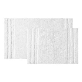 Vera Wang - Bath Rugs, Luxury Bathroom Decor, Soft & Absorbent Cotton Bath Mat (Eden White, 2 Piece)