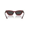Coach Women's HC8420U Universal Fit Rectangular Sunglasses, Transparent Deep Red/Grey