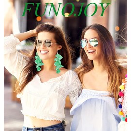 Floral Chiffon Earrings for Women Tiered Flower Statement Earrings Long Drop Dangle Earrings for Daily Dresses Wedding Holiday Party (Green)