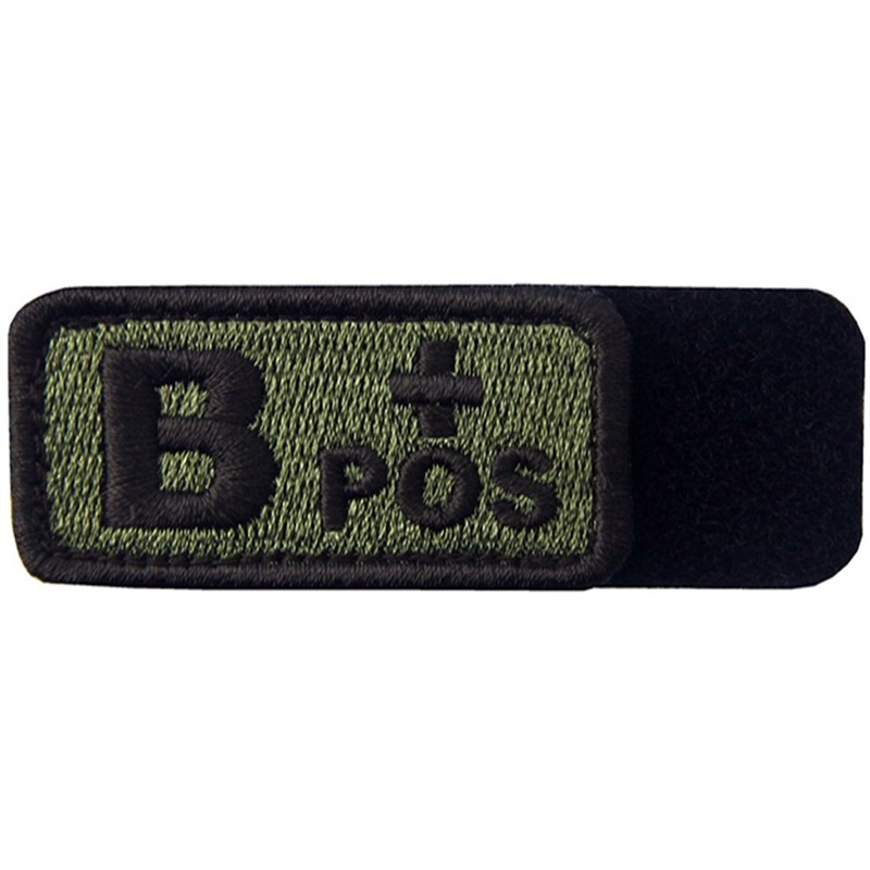 B Type + Tactical Blood Type Embroidered Velcro Patch (Olive