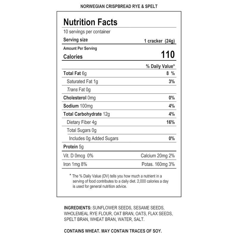 Sigdal Bakeri Rye & Spelt Norwegian Crispbread | All Natural,