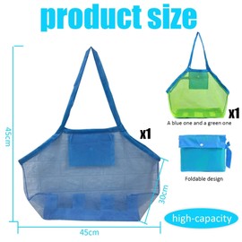 Zamety Pack of 2 Mesh Bag Sand Toy, High-Quality Sand Toy Bag, Large Sand Bag, Foldable Beach Bag Children, for Family Beach Holidays Outdoor Holidays