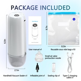 Handheld Vacuum Sealer for Food, Portable Cordless Vacuum Sealer Machine Set with 10 Sous Vide Bags for Food Storage Kitchen and Sous Vide Cooking