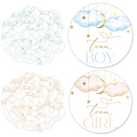 50 Pcs Moon Stars Gender Reveal Badges Button Pins Twinkle Twinkle Little Star Team Boy or Girl Pins He or She Gender Reveal Decorations Pin Badge for Baby Shower Party Favor Game Supplies, 1.7 In (50, Moon Stars)