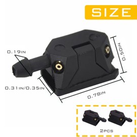 1 Pack 2 Pcs Front Windshield Washer Nozzles, Front Windshield Spray Nozzles Wiper Spray Washer Jet Arm Type Spray Nozzle Adjusts 4-Way Water Spray Universal Car Wiper (Black)