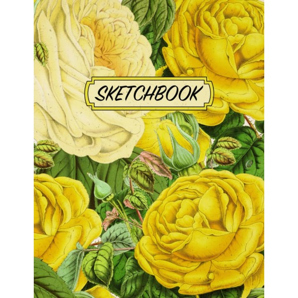 Floral Sketchbook: Large Blank Paper Drawing Notebook for Art, Doodling,