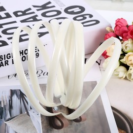 30 Pack Plastic Hair Headband 10 mm Plain No Teeth DIY Hair Bands Plain Headbands for Girl and Woman (White)