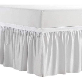 Dorm Room Bed Skirt - Ruffled Dorm Sized College Bed Skirt 100% Microfiber Dorm Bed Skirt - Dorm Décor Wrap Around Elastic Dust Ruffle White Solid - Twin-XL - 36" Drop
