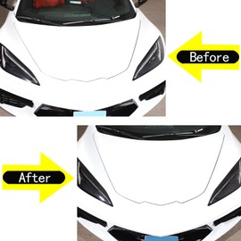 Front Headlight Brow Sticker Trim Soft Carbon Fiber 2PCS Compatible with Corvette C8 Stingray 2020 2021 2022 2023 Car Body Styling Decorative Decals (Black Carbon)