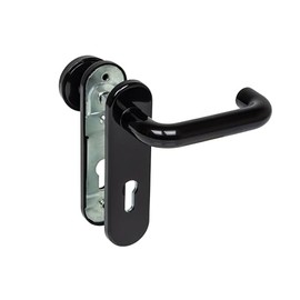 Hörmann FS Wechselgarnitur D-110 Short Plate PZ, Plain Bearing Knob K-130, Polyamide Black (Fire Protection Handle Set for Fire Door / Multi-Purpose Door H8-5 / Quadro / MZ/OD) 454685